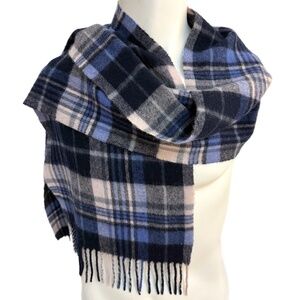 TT 100% Wool Blue & Grey Tartan Scarf 🇲🇳– Extra Long 75"